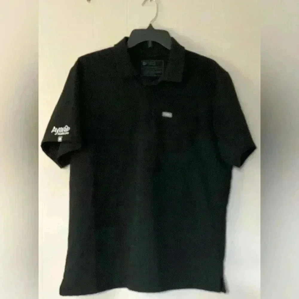 Figs  Polo Black Scrub Top Size Large